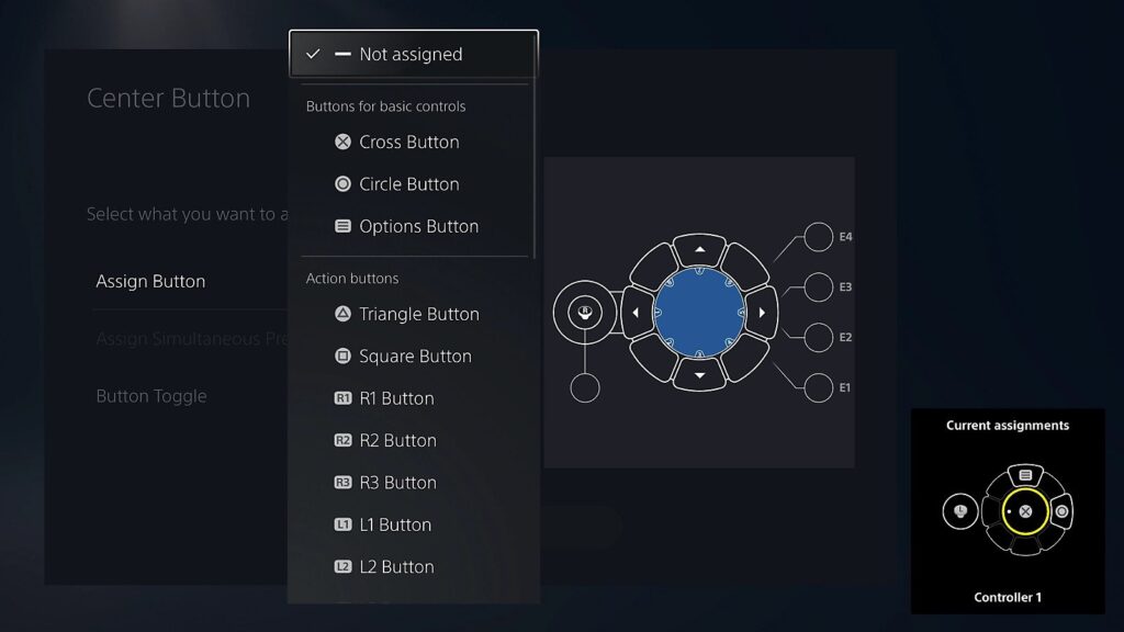 Interfaz que muestra la configuracion de los botones