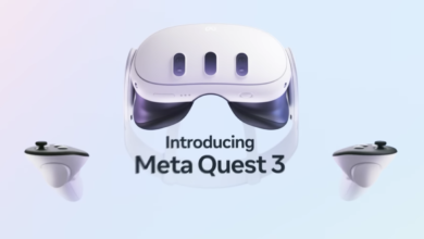 Render del headset Meta Quest 3 junto a los nuevos controles