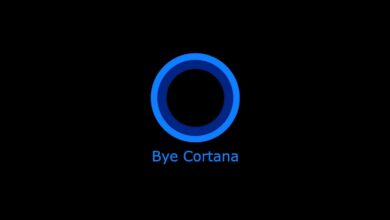 Logo de Cortana con el texto "Bye Cortana"