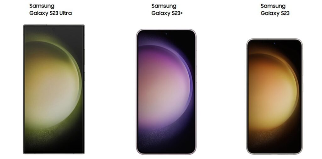 Comparativa de pantallas entre el Galaxy S23, el S23 Plus y el S23 Ultra
