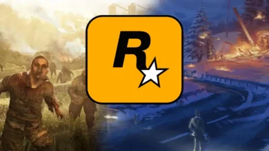 Logo de Rockstar Games con fondo de zombies y el juego de espionaje cancelado